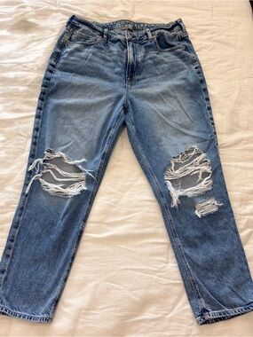 American Eagle Stigid Ripped Mom Jeans 14 Short